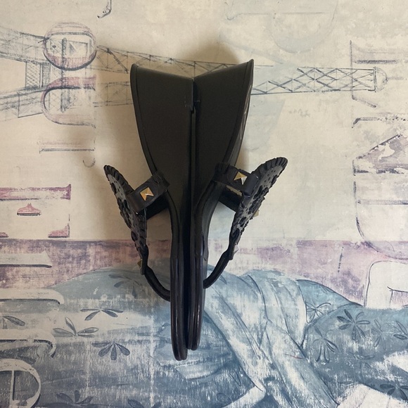 Jack Rogers Black Leather Studded Sandals - Picture 4 of 4